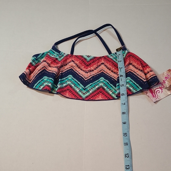 Kanu Surf Girls 2 Piece Swim Set - Multicolor Zigzag Top 14 Bottom 12 NWT - Picture 10 of 11